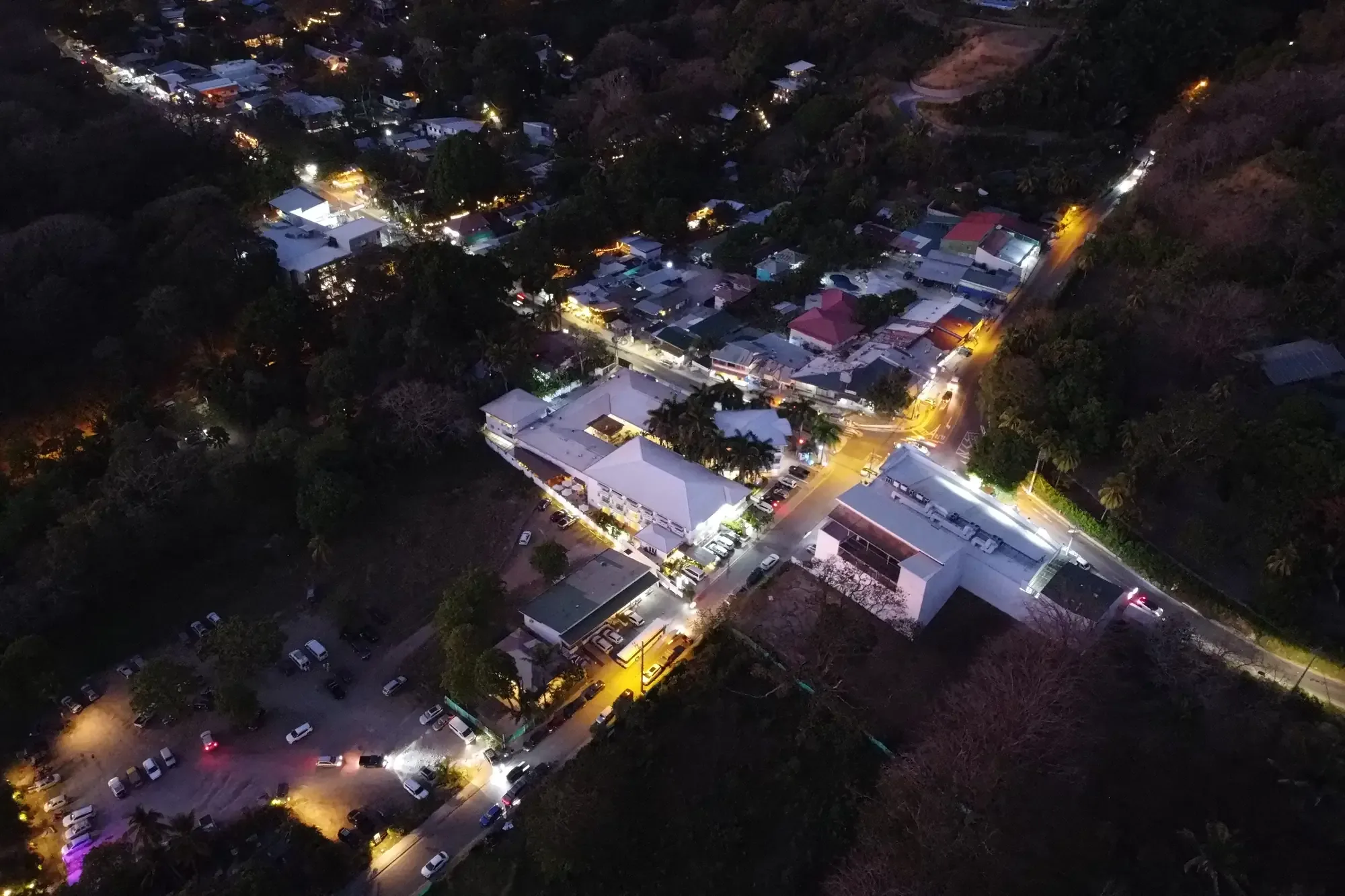 Aerial view of Santa Teresa at night