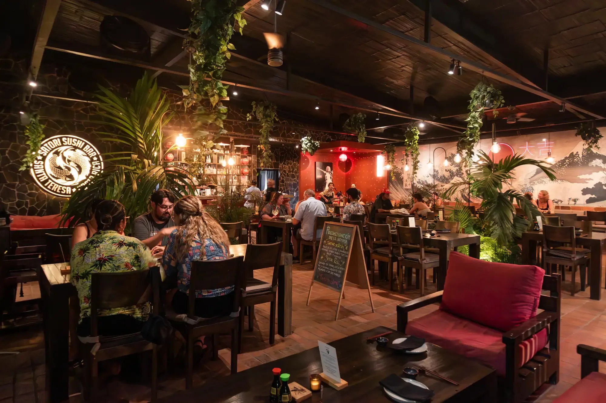 Restaurant dining room at night